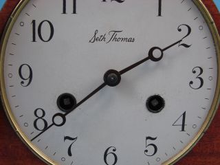 VTG Seth Thomas Germany 8 Day Lynton 2W Tambour Mahogany Mantle Clock W Key 5