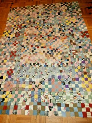 Vintage Postage Stamp Pattern Quilt Top 56 " X 74 " Cutter,  Tiny Squares