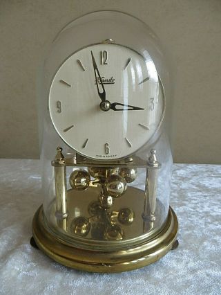 Antique / Vintage Kundo German Brass Anniversary Mantle Clock Domed Retro