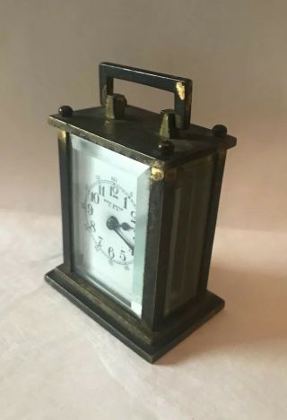 Antique / Vintage Miniature Haven Brass Carriage Clock - Beveled Glass