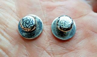 Arts & Crafts Henry George Murphy Falcon C1930 Solid Silver & Niello Dress Studs