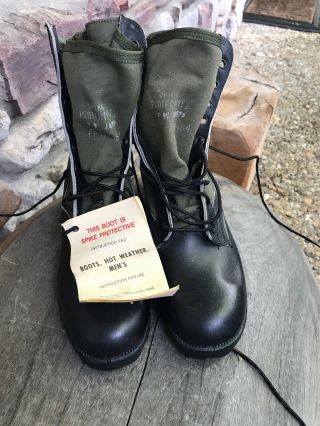 Vintage 1984 Us Military Spike Protective Tropical Combat Boots Sz 7 R Nos