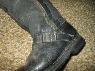 WW2 German Luftwaffe Pilot Leather Flight Boots - DUAL ZIP VERSION - RARE 11