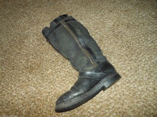 WW2 German Luftwaffe Pilot Leather Flight Boots - DUAL ZIP VERSION - RARE 6