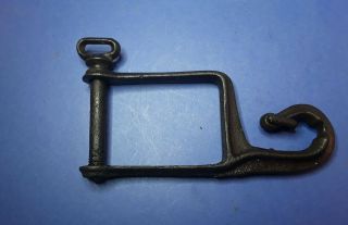Antique Horse Drawn Equipment Tool Threaded Cast Iron Clevis Flip Guard
