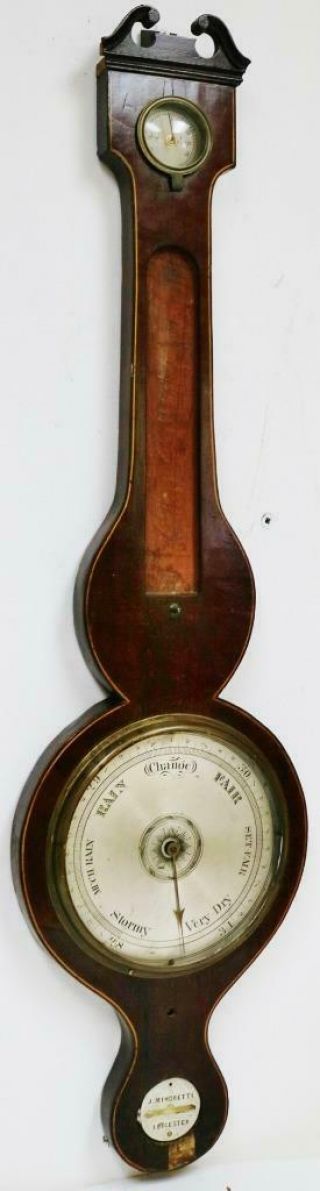 Antique English Mahogany Inlaid Banjo Wall Barometer Restoration Spares/Repair 2