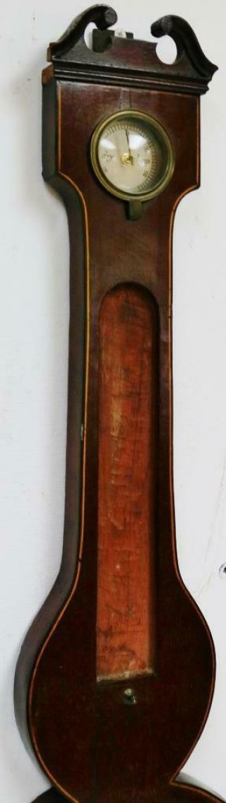 Antique English Mahogany Inlaid Banjo Wall Barometer Restoration Spares/Repair 3