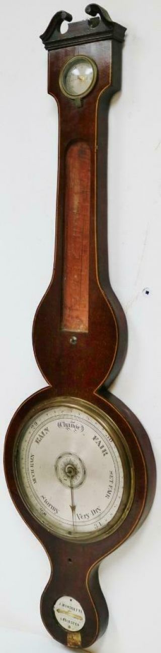 Antique English Mahogany Inlaid Banjo Wall Barometer Restoration Spares/Repair 8