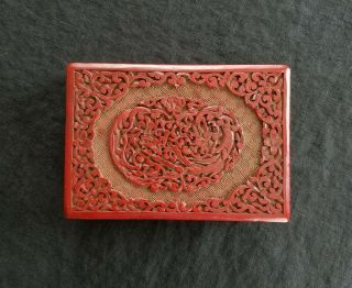 Antique Cinnabar Lacquer Chinese Box Decorative Jewelry Trinket Treasure Vtg