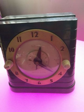 Art Deco Telechron Bakelite Electric Alarm Desk Clock Runs Perfect