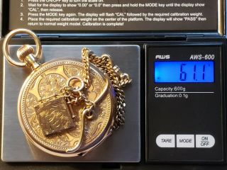 Antique 14k Gold Swiss Pocket Watch Case With Chain - Scrap