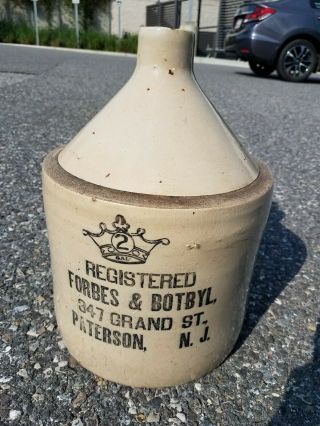 Antique Advertising Stoneware Whiskey Jug Wine Liquor Jersey Bar Sign Crock