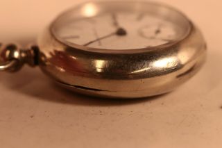 Vintage elgin key wind pocket watch grade 97 model 1 1888 keystone silveroid 18s 4