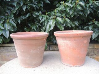 2 Hand Thrown Old Cole Tottenham Terracotta Plant Pot 9.  75 " Diameter (1149c)