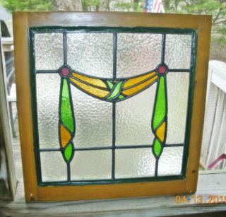 Antique Leaded Stained Glass Window Panel 20 1/4 " X 20 1/2 "