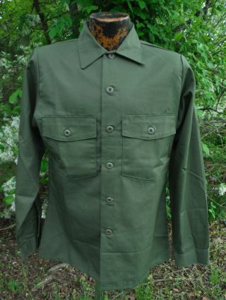 Nos Us Army Post Vietnam War Og 507 Utility Shirt 15 1/2 X 35 Dura Press 70s 80s