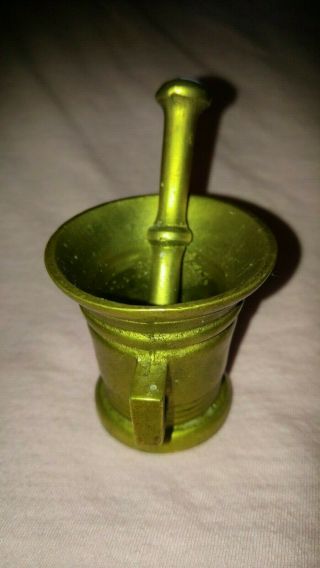 Vintage Miniature Solid Brass Mortar and Pestle Medicine Herb Grinder 3
