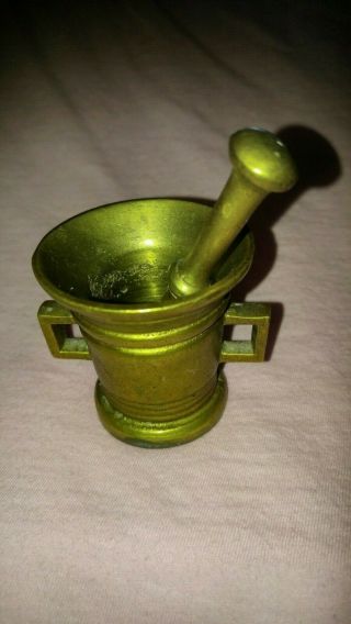 Vintage Miniature Solid Brass Mortar and Pestle Medicine Herb Grinder 4