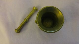 Vintage Miniature Solid Brass Mortar and Pestle Medicine Herb Grinder 5