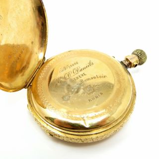 NYJEWEL ANTIQUE 18K GOLD GENEVE ANCRE REMONTOIR 15 RUBIS POCKET WATCH 63.  9 GRAMS 10