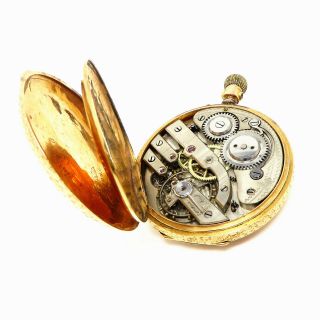 NYJEWEL ANTIQUE 18K GOLD GENEVE ANCRE REMONTOIR 15 RUBIS POCKET WATCH 63.  9 GRAMS 5