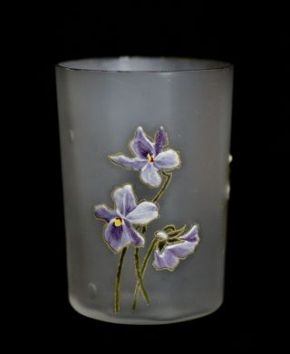 Legras (attributed To) " Violettes " Enamelled Vase Or Glass,  1900 Art Nouveau