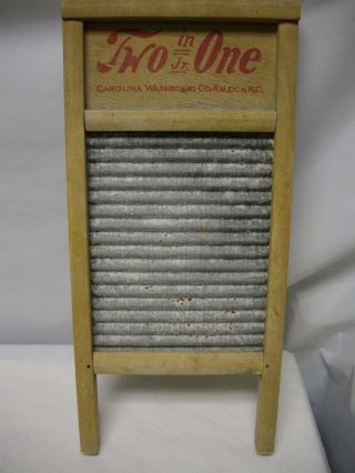 Vintage Carolina Washboard Co.  Two In One Jr.  Wood & Galvanized Raleigh N.  C.