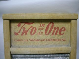 Vintage Carolina Washboard Co.  Two In One Jr.  Wood & Galvanized Raleigh N.  C. 2