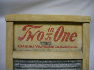 Vintage Carolina Washboard Co.  Two In One Jr.  Wood & Galvanized Raleigh N.  C. 4