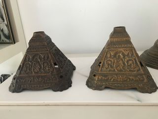 2 Antique Cast Iron Oil Lamp Bases