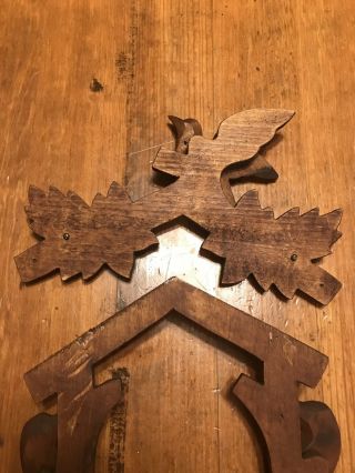 Black forest Wooden Maple Leaf Carved Cuckoo Clock Front,  top,  and Pendulum, 5