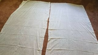 Antique Vintage Cotton Net Mesh Embroidered Lace Curtains PAIR farmhouse chic 3