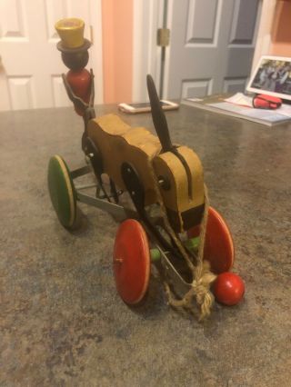 Vintage Toy Tinkers Black Americana Pull Toy Man Dragged By Mule Donkey Look