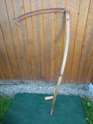 Vintage Antique 55 " Long Scythe Hay Grain Sickle Farm Tool Blade Is 25 " Long