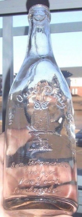 Rare Clear Straight Side " The Owl Drug Co.  " Bottle