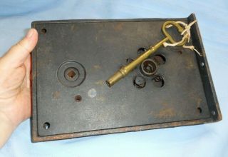 Huge Very Early Iron Door Lock With Huge Brass Key Hand Forged