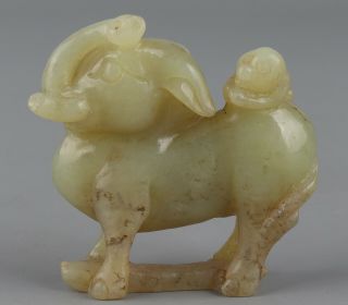 Chinese Exquisite Hand - Carved Elephant Monkey Carving Hetian Jade Statue