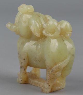 Chinese Exquisite Hand - carved Elephant monkey Carving Hetian jade statue 2
