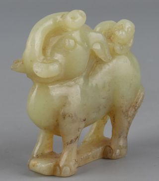 Chinese Exquisite Hand - carved Elephant monkey Carving Hetian jade statue 3