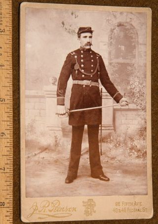 Us Indian Wars Era Cabinet Card - Cavalry Officer With Sword
