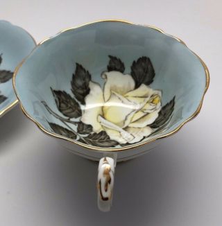 Paragon Blue White Rose Teacup & Saucer England 4