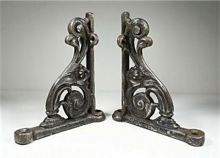 Antique 18th Century Pair Cast Iron Shelf Wall Bracket Ornate