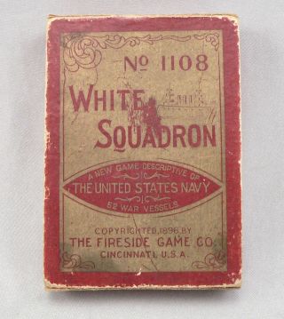 1896 White Squadron Playing Card Game Us Navy War Vessels Ships 1108 Fireside