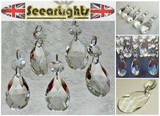 5 CHANDELIER OVAL CUT GLASS CRYSTALS PRISMS DROPS ANTIQUE QUALITY LIGHT PARTS BN 5