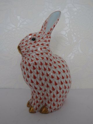 Herend Fishnet Rabbit Porcelain Figurine.