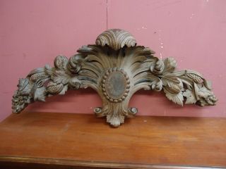 Antique French Carved Mahogany Cresting Pediment