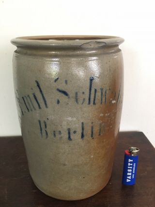 F.  Mil Schwabe Berlin,  Pa Advertising Salt Glazed 1 Gal Stoneware Jar Crock 1875