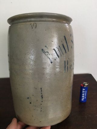 F.  mil Schwabe Berlin,  PA Advertising Salt Glazed 1 Gal Stoneware Jar Crock 1875 3
