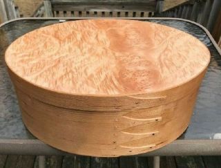 Cherry And Quilted Maple Burl Shaker Oval Box Size 8 - - Large Size