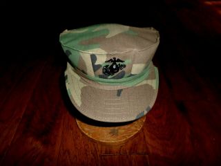 Marine Corps Style Utility Hat U.  S.  M.  C Woodland Cap Size X - Large 7 3/4